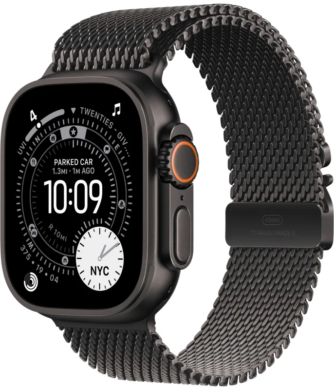 Apple Watch Ultra 3 49mm Black Titanium Milanese Loop
