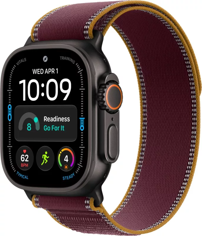 Apple Watch Ultra 4 GPS+Cellular, 49mm, Black Titanium Burgundy Trail Loop