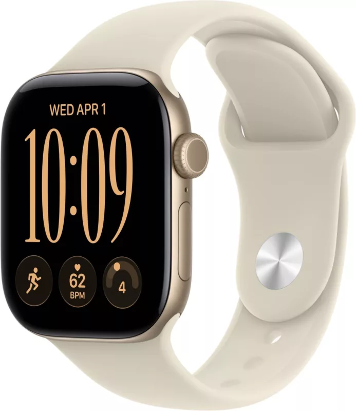 Apple Watch Series 12, 42mm, GPS, Light Gold Aluminum, Sand Sport Band